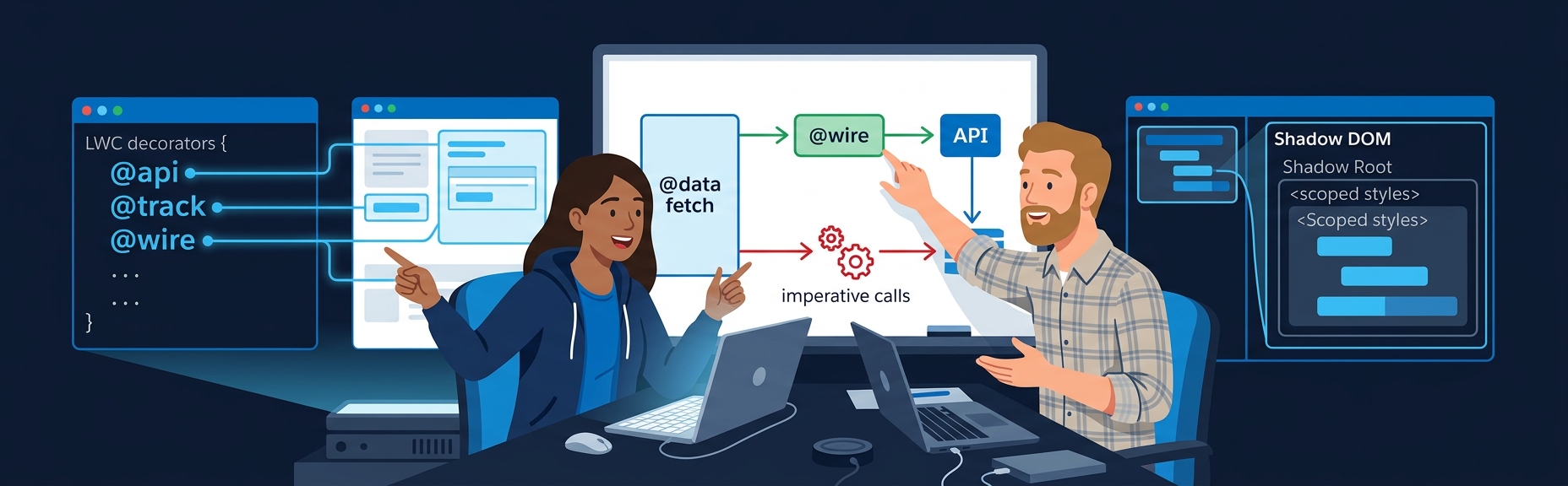 Banner for LWC Fundamentals: Decorators, Wire vs Imperative Calls, and Shadow DOM