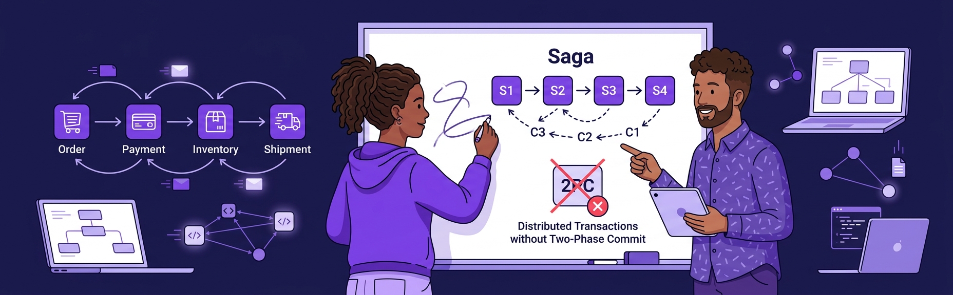Banner for Saga Pattern: Distributed Transactions Without Two-Phase Commit