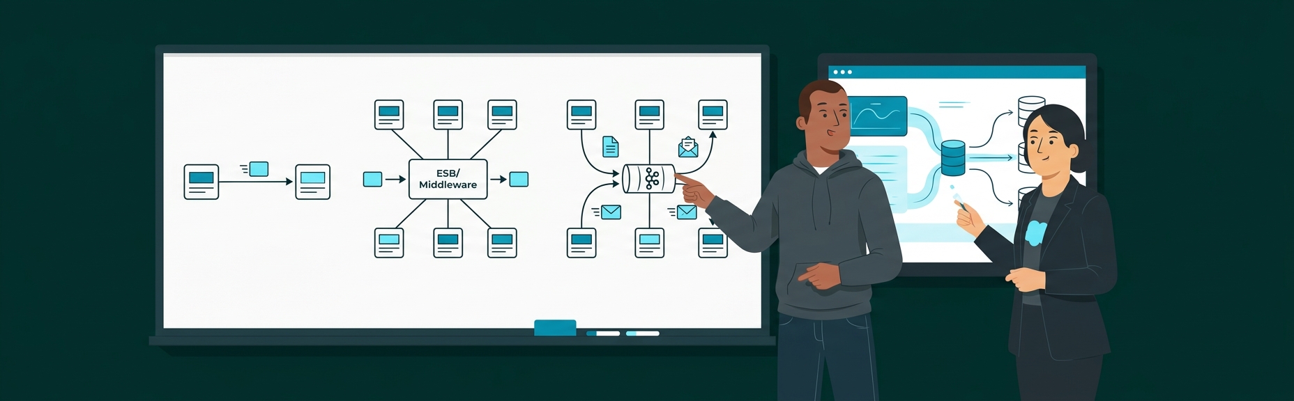 Banner for Salesforce Integration Patterns: Point-to-Point, Middleware, and Event-Driven